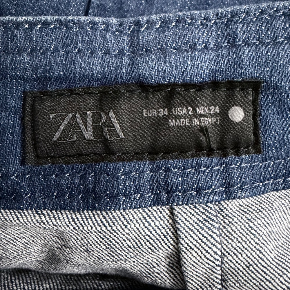 NEW Zara Womens High Waisted Wide Leg Jeans 2 Dark Indigo Front Seam Denim - Picture 8 of 12